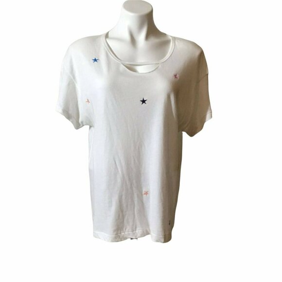 WILDFOX Starlet Embroidery Cotton Jersey Rivo Tee Womens Size Small - Picture 1 of 7